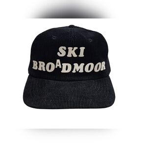 Vtg 'Ski Broadmoor' Black Corduroy Trucker Hat Headwear Mountain Ski Colorado